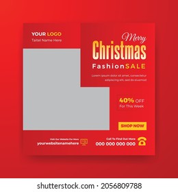 Chritmas Social Media Post Web Banner Or Square Flyer Template Design