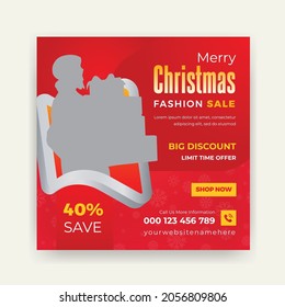 Chritmas Social Media Post Web Banner Or Square Flyer Template Design