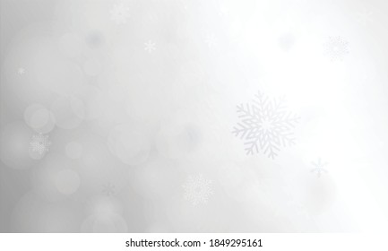 Chritmas theme grey gredient abstract background with snow flake winter season. Holiday pattern abstract light bokeh. Vector illustration