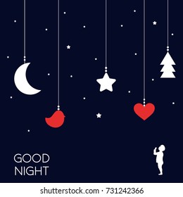 Chritmas time concept idea. Good night . Vector illustration.EPS 8