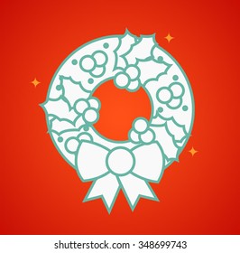 Chritmas Wreath on the red background