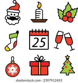 Chritsmas Pack farbig flaches Design 