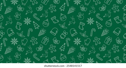 chritsmas seamless pattern banner design decoration isolated on green background