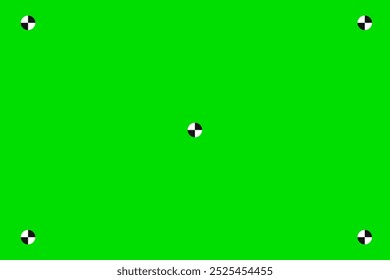  chroma key green screen background, viewfinder camera frame, video film screen template, overlay. Cinema display with grid.