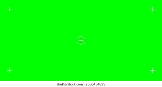 Chroma key green screen with motion tracking markers. Vector illustration for VFX and post-production use. Ideal for filmmakers and video editors.