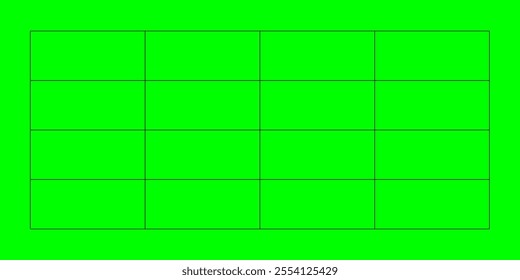 Chroma key green screen vector template. Features tracking points for camera alignment. Perfect for creating special effects in studio settings. Flat design.