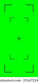 Chroma key green vertical screen with tracking marks. Ideal for VFX in social media videos. Vector template.