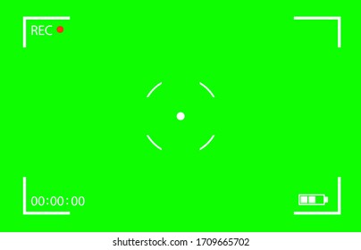 Chroma key modern digital video camera focusing screen isolated on green background. Vector illusration EPS 10