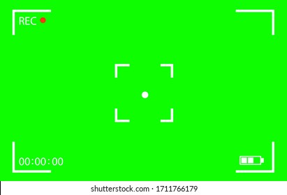 Chroma key modern digital video camera focusing screen isolated on green background. Vector illusration EPS 10