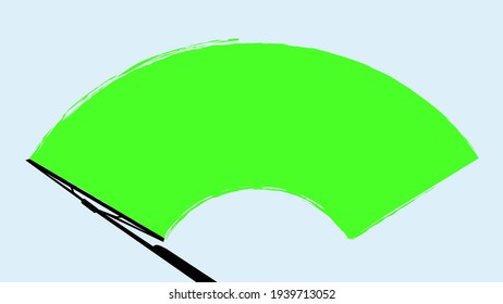 Chromakey, green screen background. Wipers clean the car windshield. Chroma key studio tv concept. 1920, 1080 video format. Cleans window, brush arm wiper blades car removes streaks water drop or rain