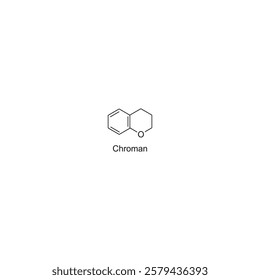 Chroman skeletal structure.Heterocyclic Compound compound schematic illustration. Simple diagram, chemical structure.