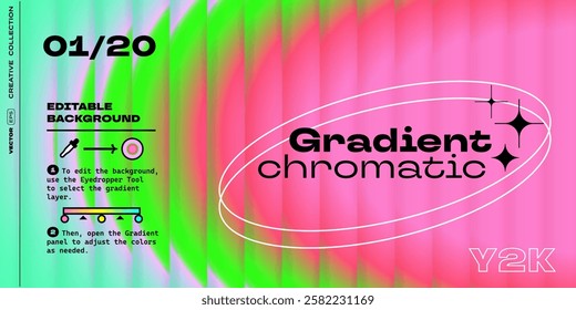 Chromatic aberration gradient background with reeded glass effect of pink iridescent colors. Vector Y2K retro gradient background with glass displacement effect of 3D ribbed glass morphism texture