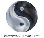 Chromatic background in the form of yin yang. Trendy soft color element. Cool original liquid theme. Silver effective modern screen design for brochure, calendar, cards or invitation.