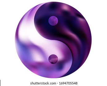 Chromatic background in the form of yin yang. Buddhist original liquid theme. Trendy soft color symbol. Violet effective modern screen design for brochure, calendar, cards or invitation.