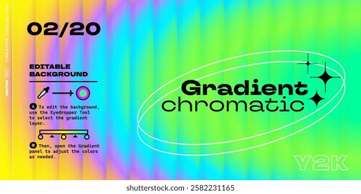 Chromatic gradient background with ripple effect of iridescent colors. Vector chromatic gradient background with glassmorphism effect of reeded glass or 3D ribbed glass morphism texture