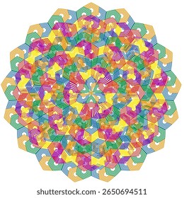Ícone cromático da roseta. Flor de fita emaranhada. Vetor de arco-íris animado. Tapeçaria vibrante.