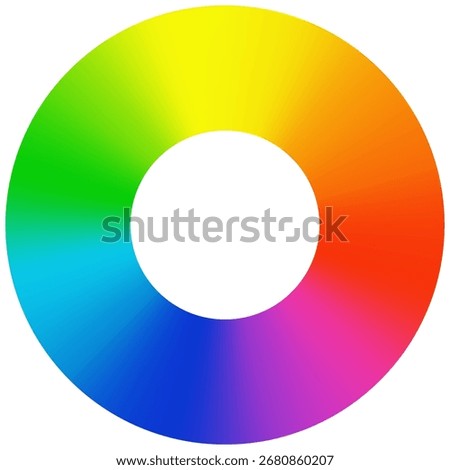 Chromatic theory diagram, complementary color scheme, vibrant rainbow circle infographic
