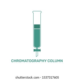 Chromatography Column Chemistry Laboratory Glassware Vector Illustration Isolated On White Background. 