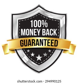Chrome 100% Money Back Guaranteed Shield with Gold Ribbon