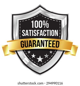 Chrome 100% Satisfaction Guaranteed Shield with Gold Ribbon