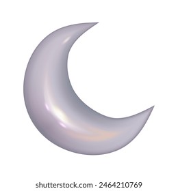Elemento metálico lunar 3d cromado. Forma holográfica plateada y púrpura. Vector cromado 3d para diseño futurista y de los años 90