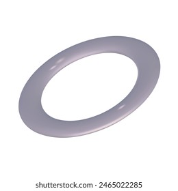 Chrome 3d round metal element. Silver and purple holographic shape. 3d chrome vector for futuristic and 90s design