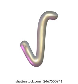 Chrome 3d silver metal element. Silver and pink holographic shape. 3d chrome vector for futuristic and 90s design