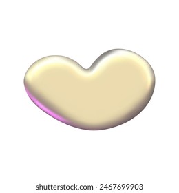 Chrome 3d silver metal element. Silver and pink holographic shape. 3d chrome vector for futuristic and 90s design