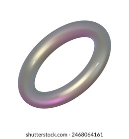 Chrome 3d silver metal element. Silver and pink holographic shape. 3d chrome vector for futuristic and 90s design
