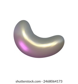 Chrome 3d silver metal element. Silver and pink holographic shape. 3d chrome vector for futuristic and 90s design