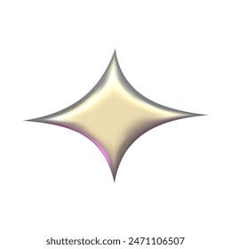 Chrome 3d silver metal element. Silver and pink holographic shape. 3d chrome vector for futuristic and 90s design