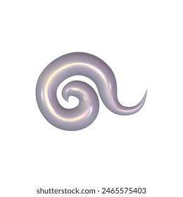 Chrome 3d spiral metal element. Silver and purple holographic shape. 3d chrome vector for futuristic and 90s design