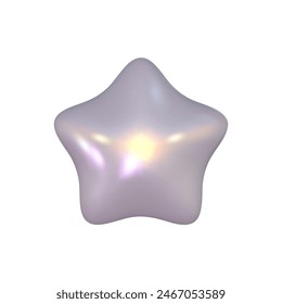 Chrome 3d star metal element. Silver and purple holographic shape. 3d chrome vector for futuristic and 90s design
