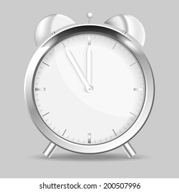 Chrome alarm clock with five to twelve
