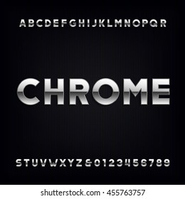 Chrome Alphabet. Type Letters And Numbers With Metallic Effect. Vector Font.