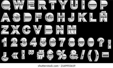 chrome alphabetische Typografie-Kollektion, Paket-Illustration im Vektorformat
