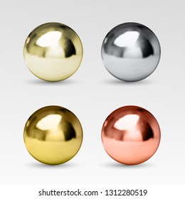 Chrome Ball Realistic Isolated On White Background