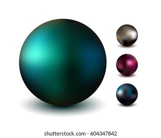 Chrome ball realistic isolated on white background, vector