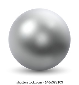 Chrome Ball Realistic Vector Illustration Isolated on White Background.