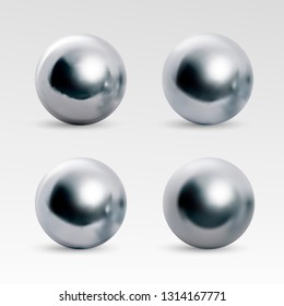 Chrome ball variations isolated on white background.