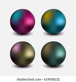 Chrome balls set realistic isolated on white background, vector