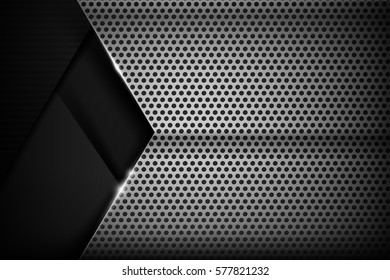 Chrome black and grey overlape and shadow element background texture vector illustration eps10