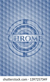 Chrome blue hexagon emblem. Vector Illustration. Detailed.