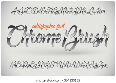 Chrome Brush Calligraphic Font With Glossy Metall Effect