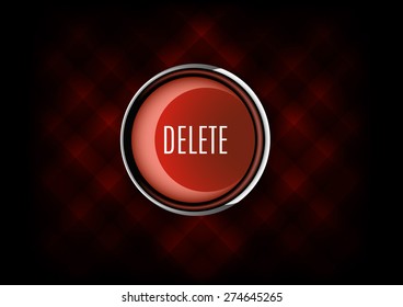 Chrome button DELETE with plastic elements. Vector icons.
