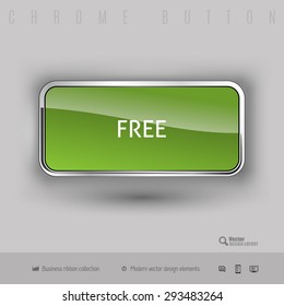 Chrome button free with color plastic inside. Elegant design elements.