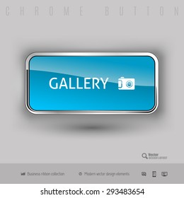 Chrome button gallery with color plastic inside. Elegant design elements.
