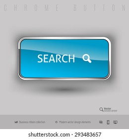 Chrome button search with color plastic inside. Elegant design elements.