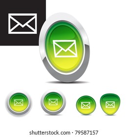 Chrome Button set - envelope symbol