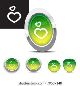 Chrome Button set - heart symbol